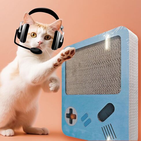 DK Cat Scratcher، وحدة تحكم للخدش لألعاب الفيديو الرجعية، وسادة خدش وصندوق من الورق المقوى للقطط الداخلية، ملحقات القطط المضحكة in Saudi Arabia