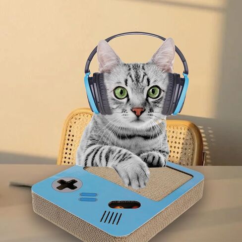 DK Cat Scratcher، وحدة تحكم للخدش لألعاب الفيديو الرجعية، وسادة خدش وصندوق من الورق المقوى للقطط الداخلية، ملحقات القطط المضحكة in Saudi Arabia