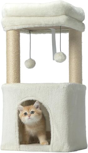 Cat Tree Condo for Cats,Cats Tower and Plush Perch,Cat Scratching Posts with Dangling Ball for Indoor Kittens and Small Cats Gray in Saudi Arabia