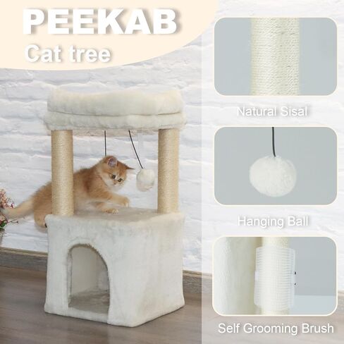 Cat Tree Condo for Cats,Cats Tower and Plush Perch,Cat Scratching Posts with Dangling Ball for Indoor Kittens and Small Cats Gray in Saudi Arabia