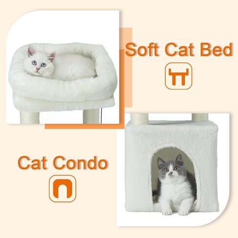 Cat Tree Condo for Cats,Cats Tower and Plush Perch,Cat Scratching Posts with Dangling Ball for Indoor Kittens and Small Cats Gray in Saudi Arabia