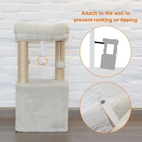 Cat Tree Condo for Cats,Cats Tower and Plush Perch,Cat Scratching Posts with Dangling Ball for Indoor Kittens and Small Cats Gray in Saudi Arabia