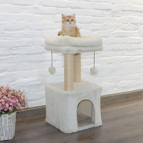 Cat Tree Condo for Cats,Cats Tower and Plush Perch,Cat Scratching Posts with Dangling Ball for Indoor Kittens and Small Cats Gray in Saudi Arabia