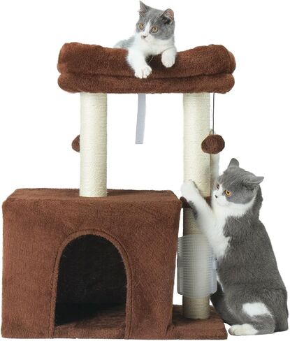 Cat Tree Condo for Cats,Cats Tower and Plush Perch,Cat Scratching Posts with Dangling Ball for Indoor Kittens and Small Cats Gray in Saudi Arabia