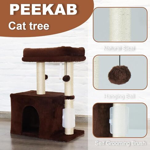 Cat Tree Condo for Cats,Cats Tower and Plush Perch,Cat Scratching Posts with Dangling Ball for Indoor Kittens and Small Cats Gray in Saudi Arabia