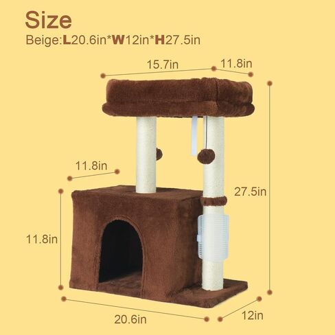 Cat Tree Condo for Cats,Cats Tower and Plush Perch,Cat Scratching Posts with Dangling Ball for Indoor Kittens and Small Cats Gray in Saudi Arabia