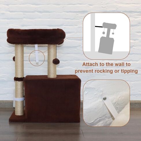 Cat Tree Condo for Cats,Cats Tower and Plush Perch,Cat Scratching Posts with Dangling Ball for Indoor Kittens and Small Cats Gray in Saudi Arabia