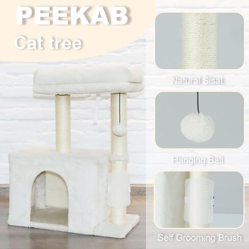Cat Tree Condo for Cats,Cats Tower and Plush Perch,Cat Scratching Posts with Dangling Ball for Indoor Kittens and Small Cats Gray in Saudi Arabia