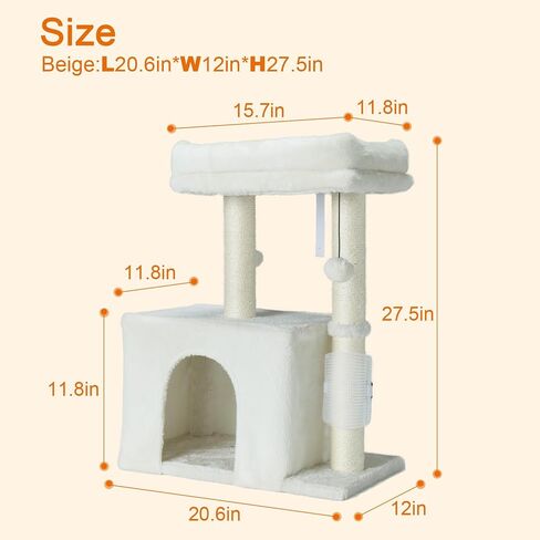 Cat Tree Condo for Cats,Cats Tower and Plush Perch,Cat Scratching Posts with Dangling Ball for Indoor Kittens and Small Cats Gray in Saudi Arabia