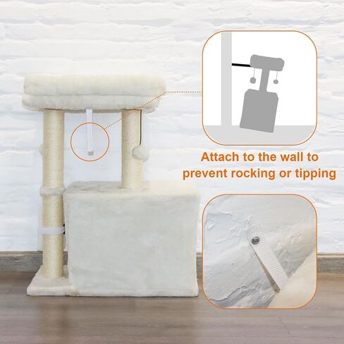 Cat Tree Condo for Cats,Cats Tower and Plush Perch,Cat Scratching Posts with Dangling Ball for Indoor Kittens and Small Cats Gray in Saudi Arabia