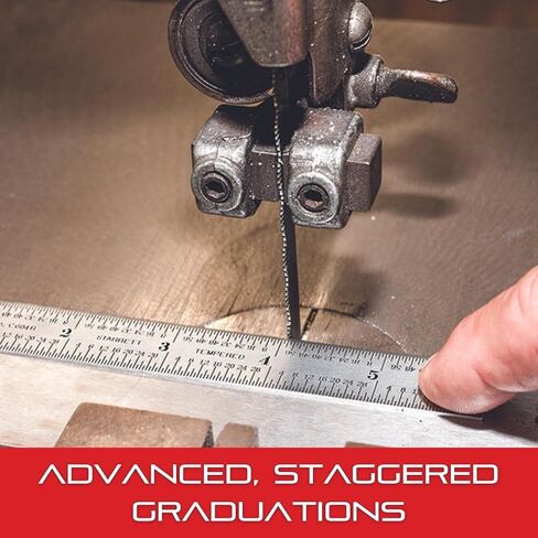 Starrett Spring Tempered Steel Rule with Satin Chrome Finish, Quick Reading, and Inch Graduation - 4" Length, 4R Graduation Type, 3/64" Thickness - C604R-4 in Saudi Arabia