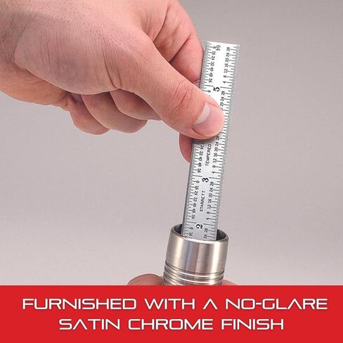 Starrett Spring Tempered Steel Rule with Satin Chrome Finish, Quick Reading, and Inch Graduation - 4" Length, 4R Graduation Type, 3/64" Thickness - C604R-4 in Saudi Arabia