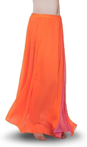 ROYAL SMEELA Women's Chiffon Skirt Belly Dance Costume for Women Dancing Dress High Split Two Color Skirts in Saudi Arabia