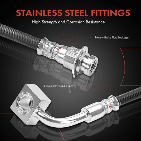 A-Premium Rear Driver Brake Hydraulic Hose Compatible with Select Chrysler and Dodge Models - Sebring 2001-2006, Stratus 2001-2006, with Rear Disc Brakes - Replace# 4879283AA in Kuwait