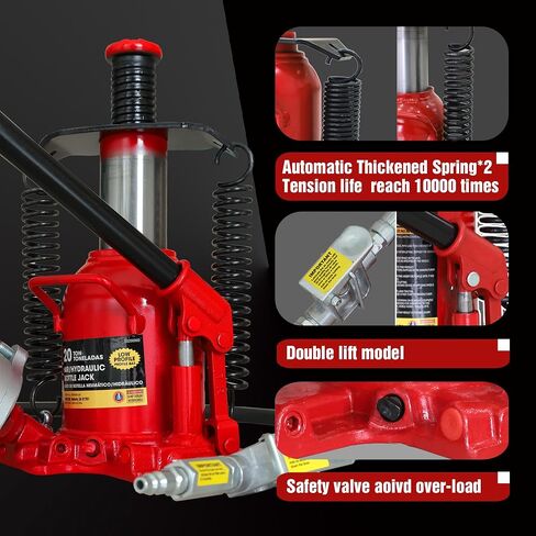 BIG RED 12 Ton (24,000 LBs) Torin Welded Pneumatic Air Hydraulic Car Bottle Jack with Aluminum Alloy Pump and Special Slow Release Equipment for Auto Repair and House Lift, Red, TQ12006 in Saudi Arabia