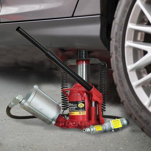 BIG RED 12 Ton (24,000 LBs) Torin Welded Pneumatic Air Hydraulic Car Bottle Jack with Aluminum Alloy Pump and Special Slow Release Equipment for Auto Repair and House Lift, Red, TQ12006 in Saudi Arabia
