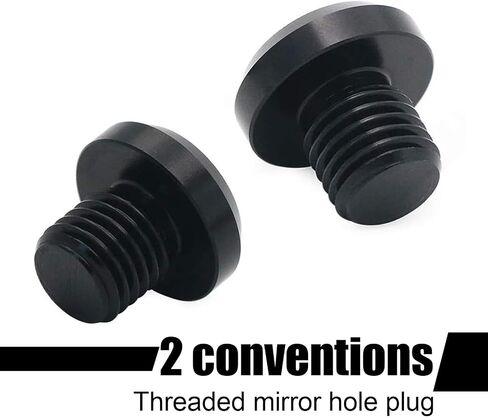 2 PCS Motorcycle Mirror Plugs, 0.3In Waterproof Metal Rearview Mirror Anti-rust Screw, Rearview Mirror Holder Compatible with Suzuki Honda Yamaha Kawasaki Motorcycle (Black) in Saudi Arabia