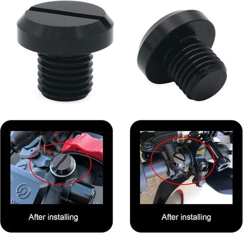 2 PCS Motorcycle Mirror Plugs, 0.3In Waterproof Metal Rearview Mirror Anti-rust Screw, Rearview Mirror Holder Compatible with Suzuki Honda Yamaha Kawasaki Motorcycle (Black) in Saudi Arabia