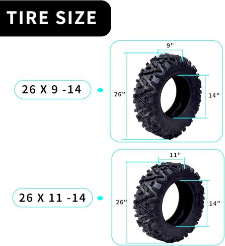 2 New ATV Tires 26x9-14/6PR TL, All-Terrain Off-Road Tires 6Ply Tubeless in Kuwait