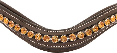 Bling Browbands for Horses– Adorn Your Bridle with Sparkly Diamante Crystals and U-Shape Padded Leather | Crystal Color- Topaz in Kuwait