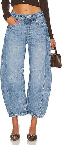 Dokuritu Baggy Jeans Wide Leg Denim Y2k Ankle Pants Barrel Boyfriend Low Rise Jeans for Woman with Pockets in Kuwait