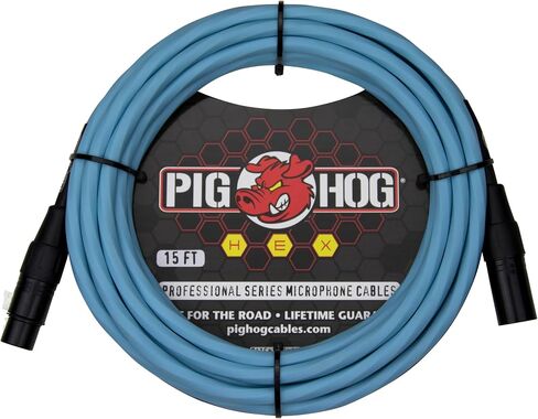 كابلات ميكروفون من سلسلة Pig HOG PHMH15DB بطول 15 قدم موصل XLR باللون الأزرق دافني in Saudi Arabia