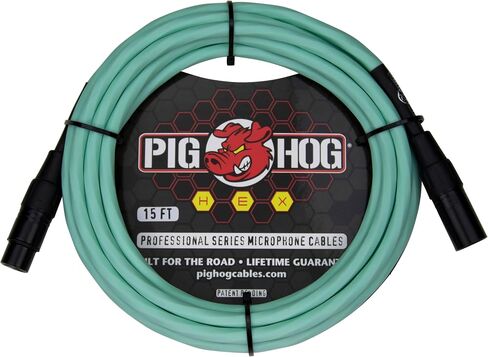 كابلات ميكروفون من سلسلة Pig HOG PHMH15DB بطول 15 قدم موصل XLR باللون الأزرق دافني in Saudi Arabia