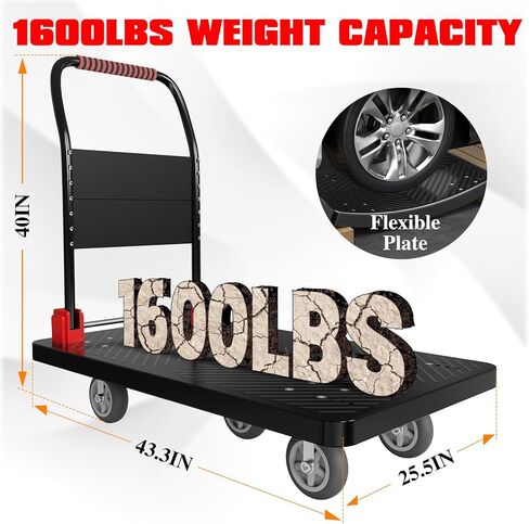 عربة شاحنة ذات منصة مع قفص، عربة مسطحة قابلة للطي مع قفص قابل للفصل، سعة وزن 1500 رطل، سهلة الحركة مع عجلة دوارة 5 بوصات شديدة التحمل وحزامين لتوفير المساحة وتصميم من طبقتين in Kuwait