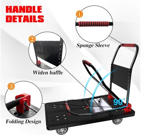 عربة شاحنة ذات منصة مع قفص، عربة مسطحة قابلة للطي مع قفص قابل للفصل، سعة وزن 1500 رطل، سهلة الحركة مع عجلة دوارة 5 بوصات شديدة التحمل وحزامين لتوفير المساحة وتصميم من طبقتين in Kuwait