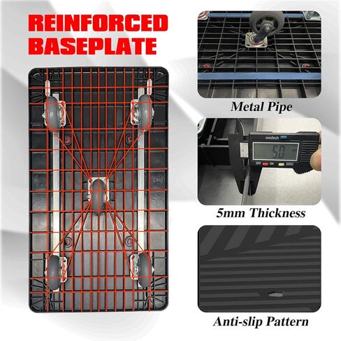 عربة شاحنة ذات منصة مع قفص، عربة مسطحة قابلة للطي مع قفص قابل للفصل، سعة وزن 1500 رطل، سهلة الحركة مع عجلة دوارة 5 بوصات شديدة التحمل وحزامين لتوفير المساحة وتصميم من طبقتين in Kuwait