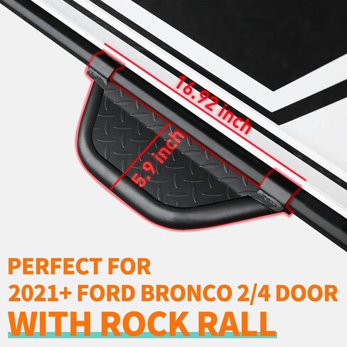 Bronco Running Boards for Ford Bronco 4 Door 2021 2022 2023, Heavy Duty Bronco Side Steps Off-Road Black Powder Coated Stainless Steel Nerf Bars in Saudi Arabia