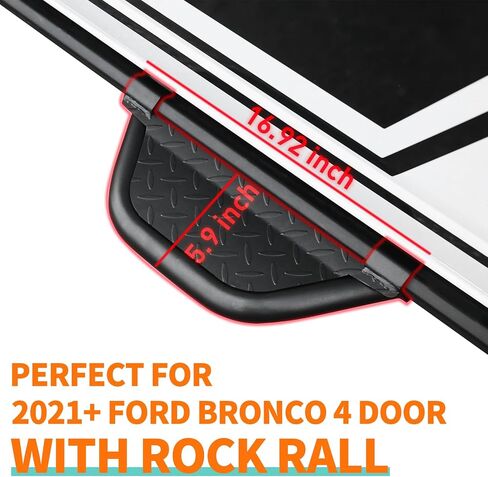 Bronco Running Boards for Ford Bronco 4 Door 2021 2022 2023, Heavy Duty Bronco Side Steps Off-Road Black Powder Coated Stainless Steel Nerf Bars in Saudi Arabia