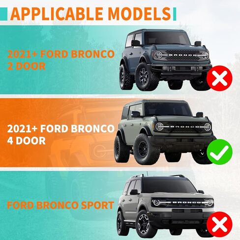 Bronco Running Boards for Ford Bronco 4 Door 2021 2022 2023, Heavy Duty Bronco Side Steps Off-Road Black Powder Coated Stainless Steel Nerf Bars in Saudi Arabia