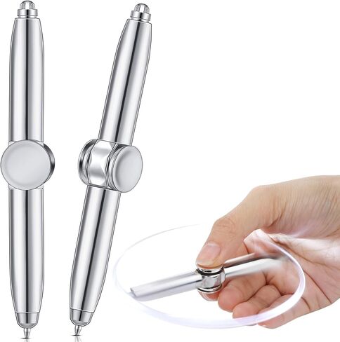 Chinco 2 Pieces Fidget Spinning Pen with LED Light Multi Functional Help Thinking Ballpoint Gift Pen for Adults Students Teenage(Black) in Saudi Arabia