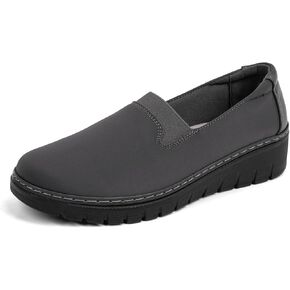 Women’s Orthopedic Loafers Round Toe Comfortable Slip-on Bunions Work Shoes Stretchy Walking Orthotic Shoes with Arch Support in Saudi Arabia