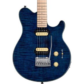 الجنيه الاسترليني من Music Man 6 String Solid-Body Electric Guitar ، يمين ، Neptune Blue (AX3FM-NBL-M1) in Kuwait