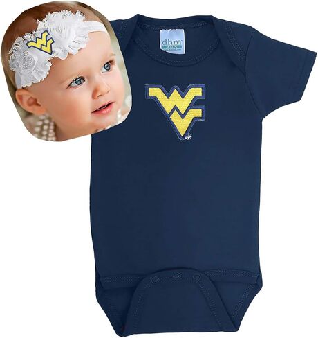 West Virginia Mountaineers Baby Onesie and Shabby Bow Headband Set in Saudi Arabia