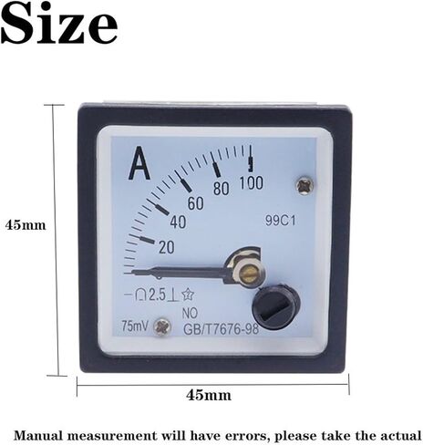 99C1 DC 1A 2A 3A 5A 10A 20A 30A 50A 75A 100A Analog Panel Ammeter Pointer Type Current Meter 48 * 48mm 1Pcs(2A) in Saudi Arabia