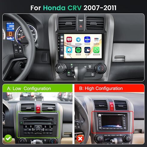 ستيريو سيارة Android 11 لسيارة Honda CRV 2007-2011 راديو مع Apple Carplay Android Auto، مستقبل صوت السيارة مع HiFi Bluetooth WiFi GPS FM + مدخل USB مزدوج وكاميرا احتياطية in Kuwait