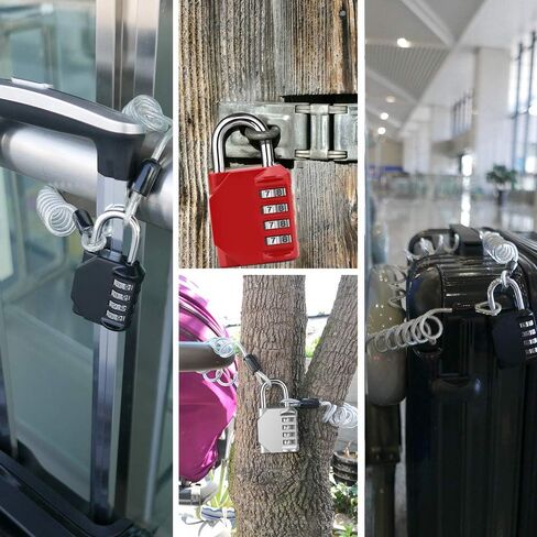 2 Pack disecu 4 Digit Combination Lock, Outdoor Waterproof Padlock with Steel Cable for School Gym Locker, Helmet, Gate, Fence, Luggage (Black) in Kuwait