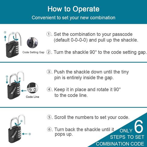 2 عبوة قفل مزيج 4 أرقام ، قفل في الهواء الطلق مقاوم للماء مع كابل الصلب لخزانة الصالة الرياضية المدرسية ، خوذة ، بوابة ، السياج ، الأمتعة (أسود) in Kuwait
