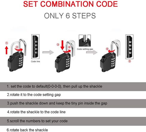 2 Pack disecu 4 Digit Combination Lock, Outdoor Waterproof Padlock with Steel Cable for School Gym Locker, Helmet, Gate, Fence, Luggage (Black) in Kuwait