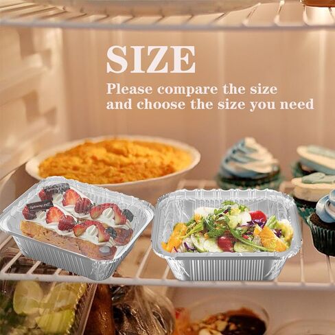 100 Pack 1 lb Rectangular Disposable Aluminum Foil Pan 16 oz Take Out Food Containers with Clear Plastic Dome Lids, for Catering, Baking, Roasting Food in Saudi Arabia