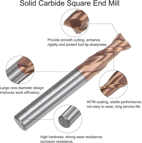 uxcell 2pcs 8mm dia 8mm shank square end lend mill 2 flutes hrc55 carbide altin cnc router bits bits for end milling cnc machining in Saudi Arabia