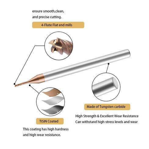 Carbide Extended Flat End Mills Deep Groove Mills 4 Flute，Suitable for Side milling Slotting， for Milling Alloy Steels, Hardened Steel, Metal etc.1 Pcs D2.5*L10*D4*L50mm in Kuwait