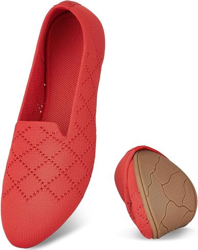 Puxowe Women's Ballet Flats Slip -On Slip -on With Low Lowdge - أحذية مريحة لأصابع القدمين للمشي واللباس والملابس غير الرسمية in Kuwait