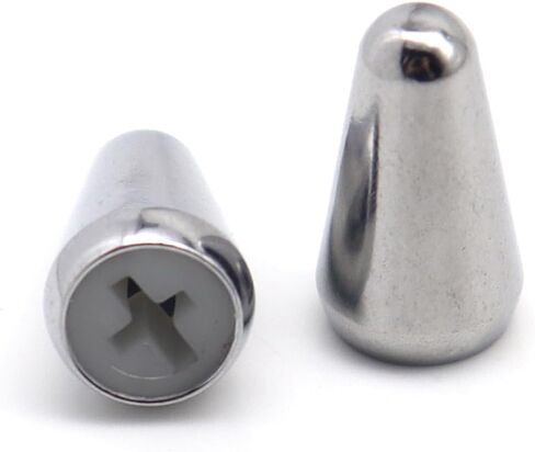 2-Pack Chrome 5-Way Switch Tip & Knob Cap Set for Fender Strat/Telecaster | Durable Metal Replacement Parts with Polished Finish (Silver) in Kuwait