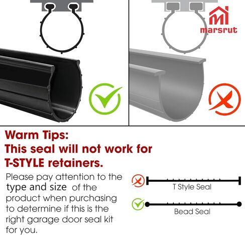 Bottom Garage Door Gasket Weather Stripping Seal, Bead Shaped End Type, 3.1" Width, 16 Feet Length, 0.14" x 0.15" End, Extra Thick Universal Rubber Threshold Kit Sealer Replacement, Weatherproofing in Saudi Arabia