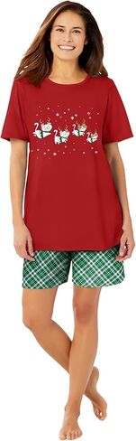 Dreams & Co. Plus Size Knit Pj Short Set in Kuwait
