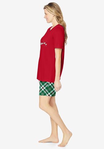 Dreams & Co. Plus Size Knit Pj Short Set in Kuwait